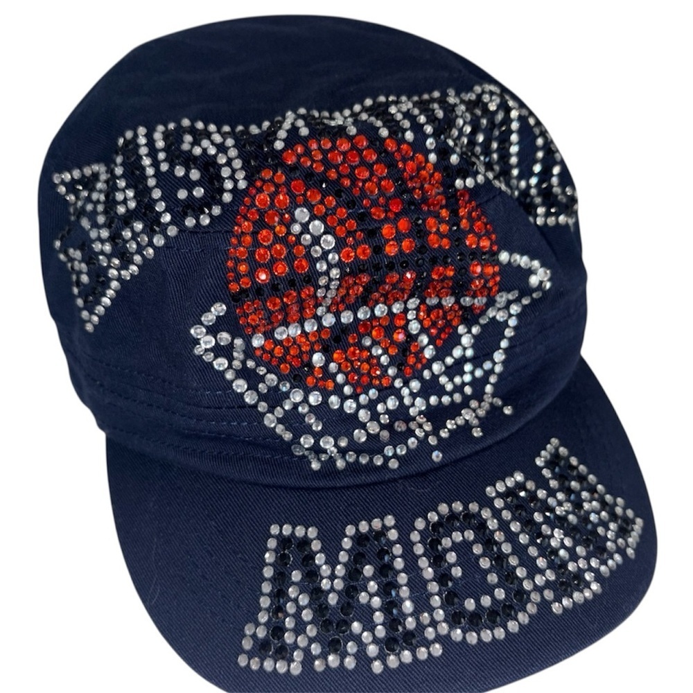 Basketball Mom 🏀 Bling 90s Y2K Navy Blue Military Style Hat - Picture 2 of 14